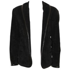 Gucci Black Suede W/ Leather Trim Jacket