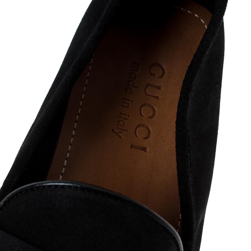 Gucci Black Suede Web Detail Slip On Loafers Size 40 1