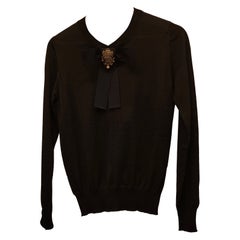 Gucci black sweater with swarovski stone on a bow size M NWOT