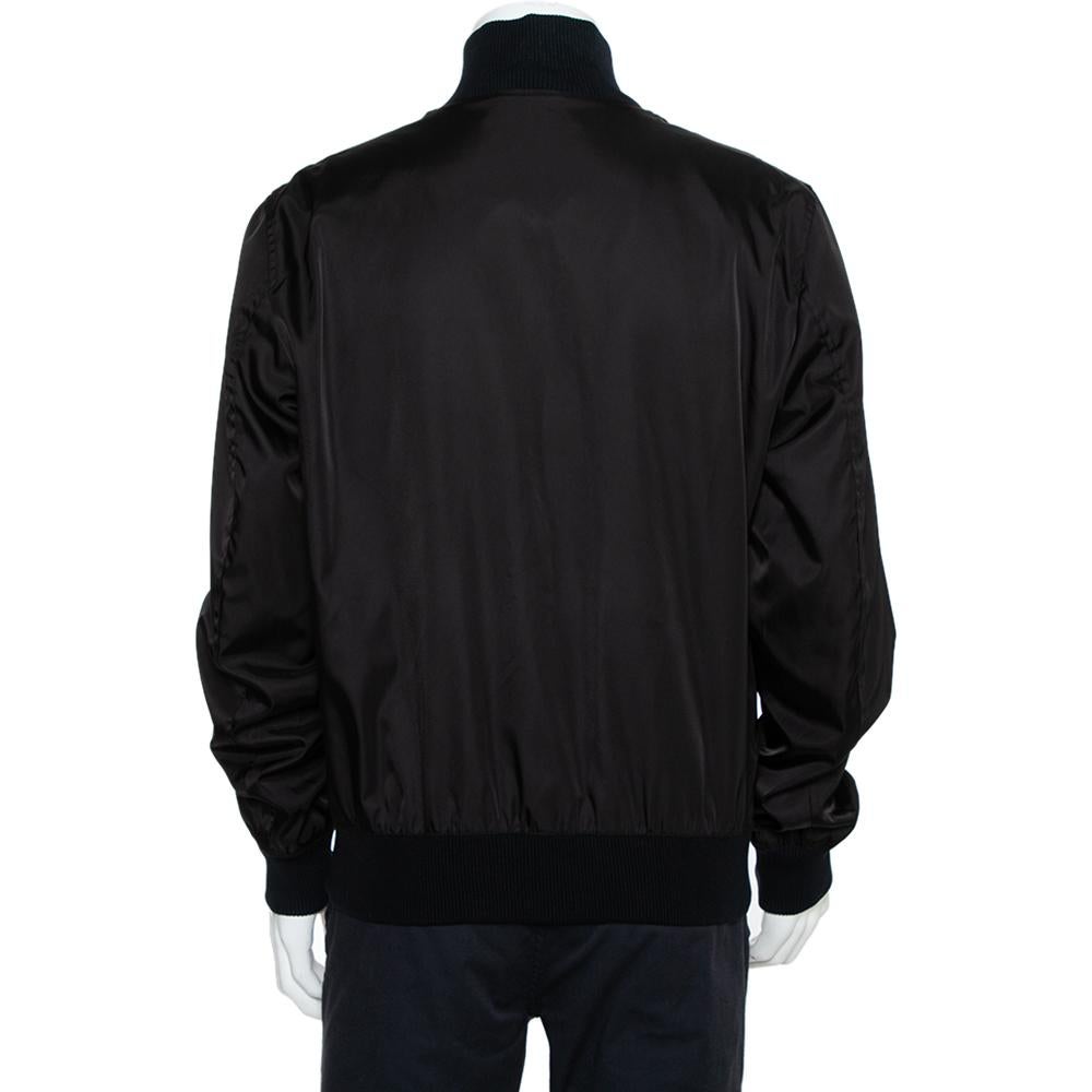 Gucci Black Synthetic Pocket Detail Zip Front Jacket XXL In Good Condition In Dubai, Al Qouz 2