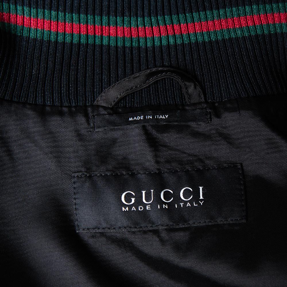 Men's Gucci Black Synthetic Pocket Detail Zip Front Jacket XXL