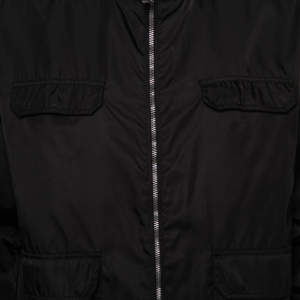Gucci Black Synthetic Pocket Detail Zip Front Jacket XXL 1
