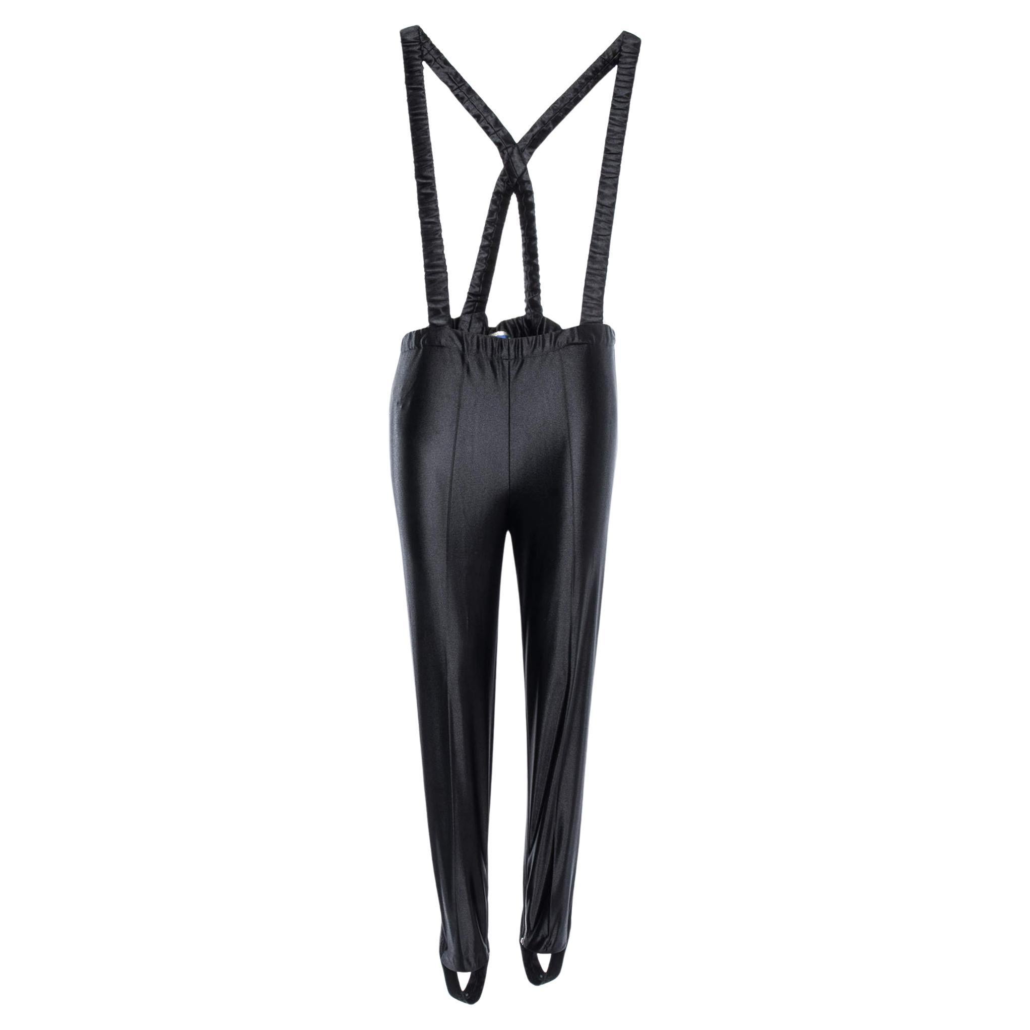 Gucci Black Synthetic Suspender Pants XS For Sale