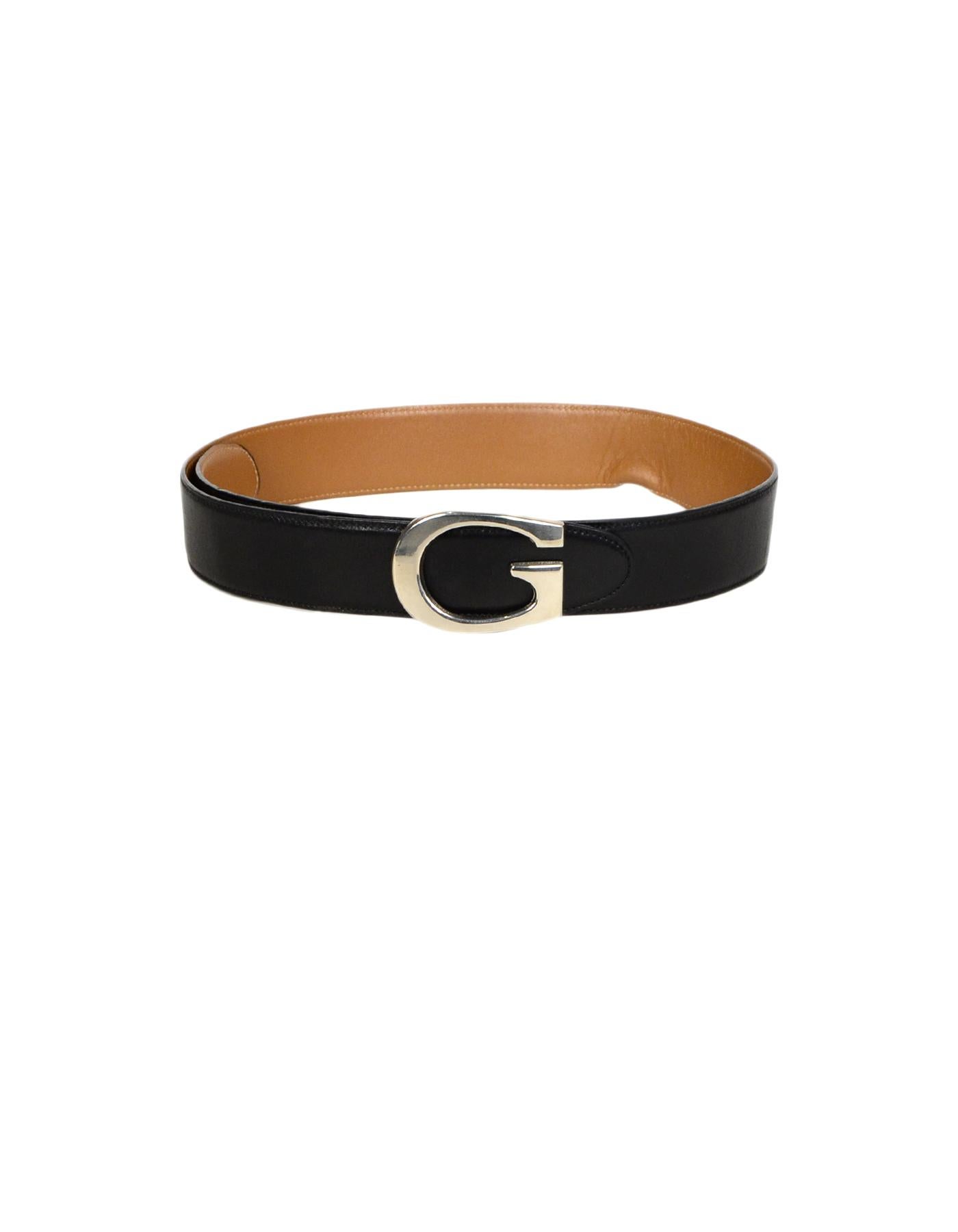 Brown Gucci Black/Tan Reversible Leather Belt W/ G Buckle Sz 65/26