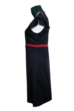 Gucci, black technical jersey floral embroidered turtle neck dress