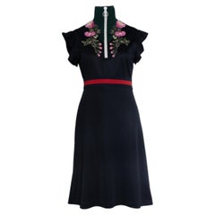 Gucci, black technical jersey floral turtle neck dress