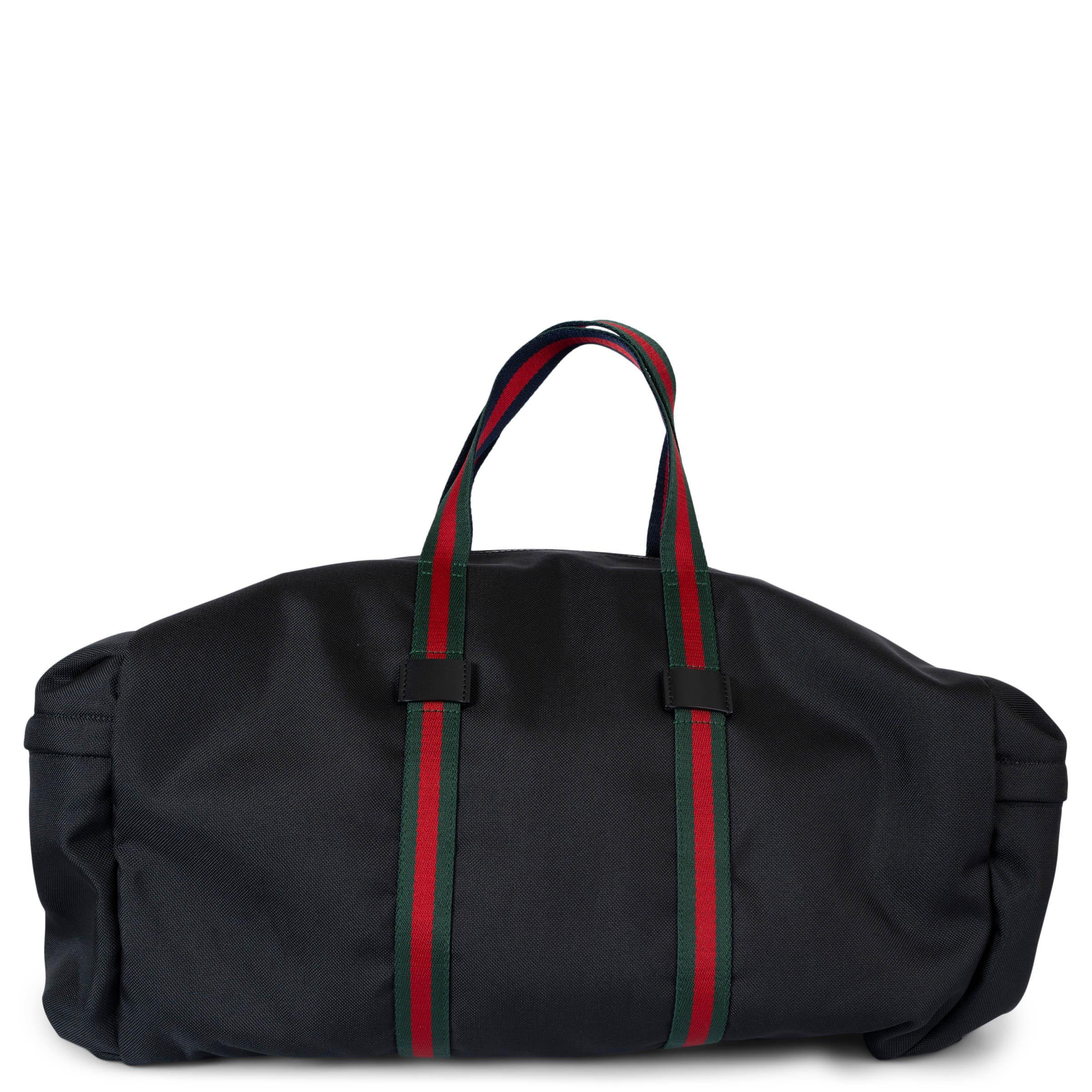 Black GUCCI black technical nylon ANIMALIER WEB DUFFLE Bag For Sale