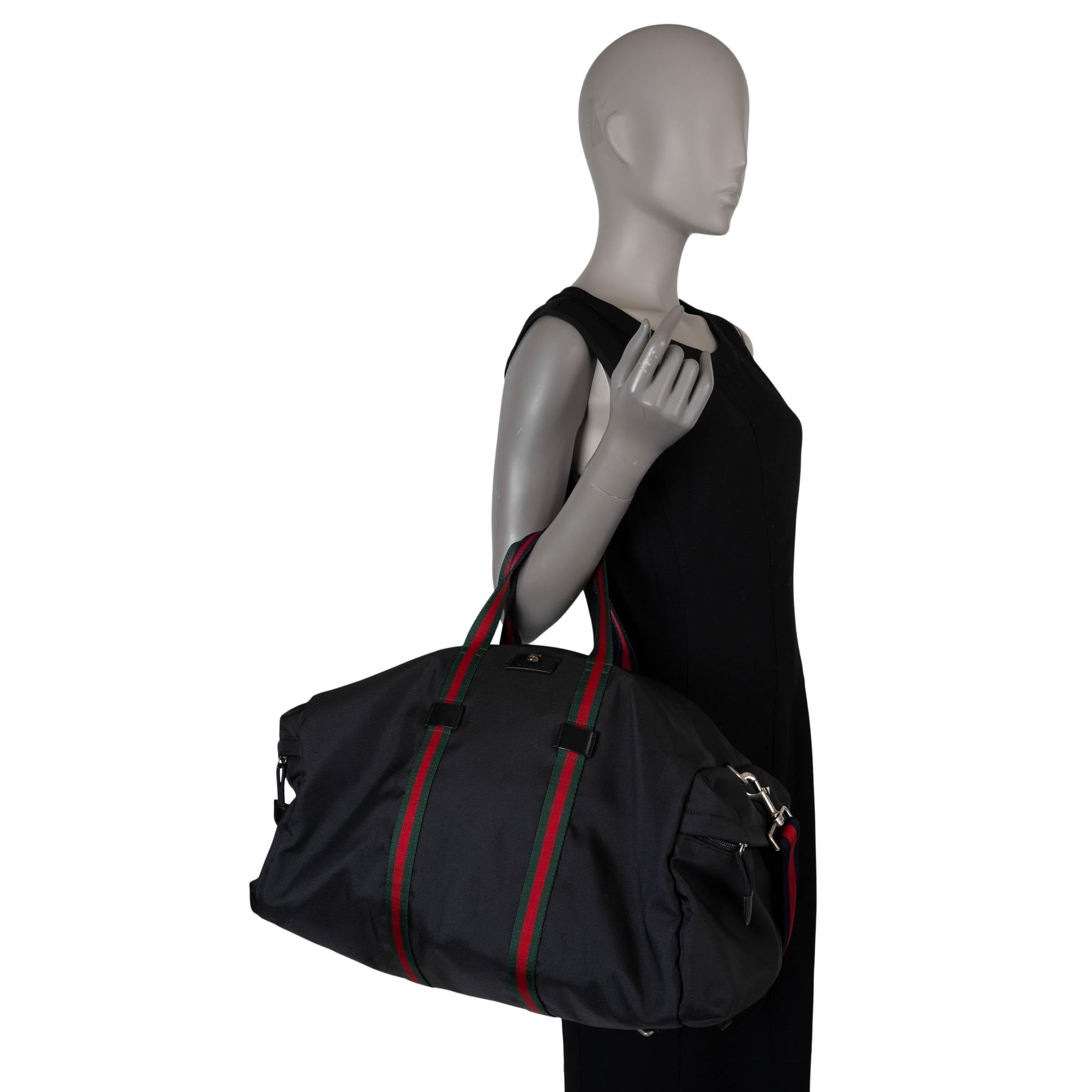 GUCCI black technical nylon ANIMALIER WEB DUFFLE Bag For Sale 4