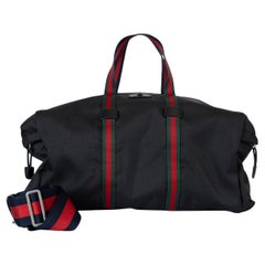 Borsa GUCCI in nylon tecnico nero ANIMALIER WEB DUFFLE