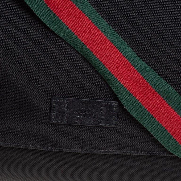 Gucci Black Techno Canvas  Flap Messenger Bag at 1stDibs