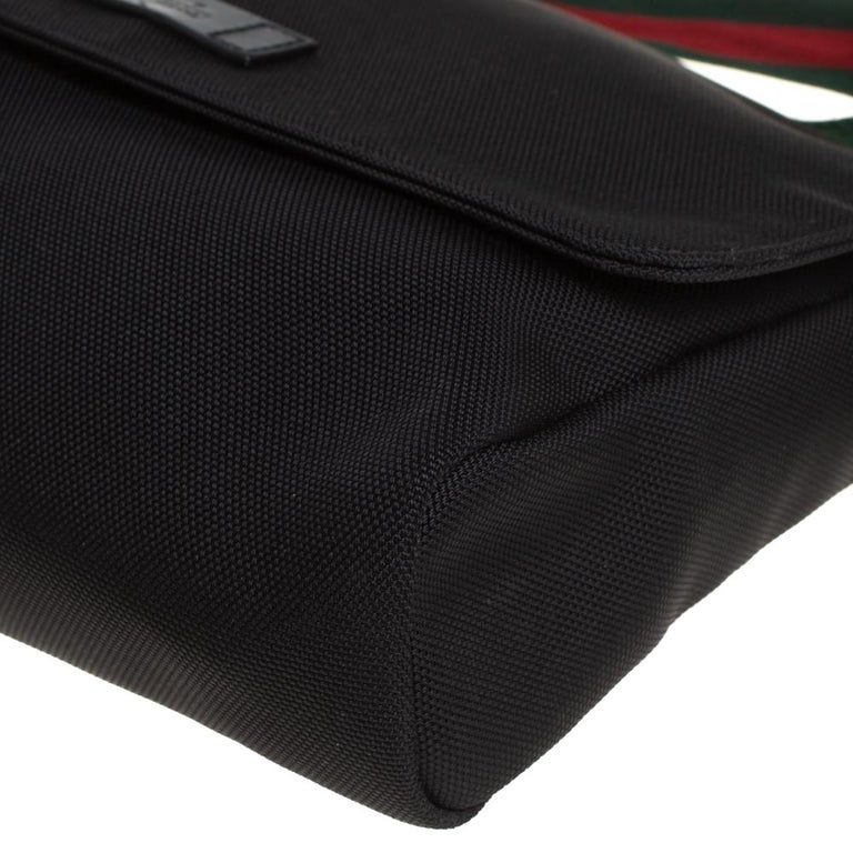 Gucci Black Techno Canvas  Flap Messenger Bag at 1stDibs