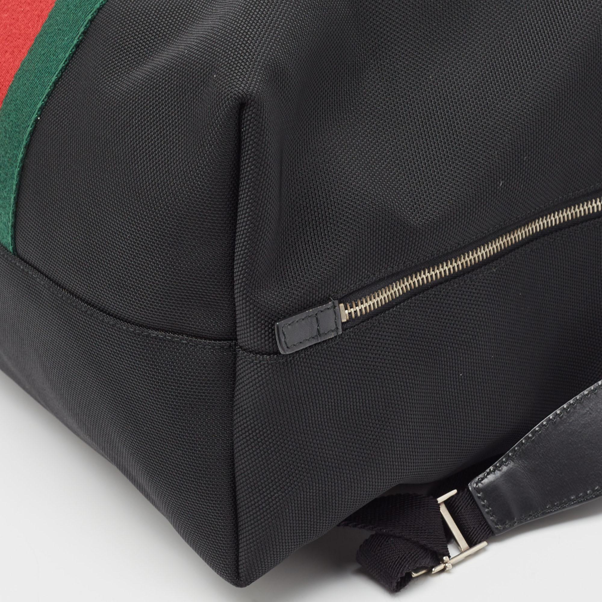 Gucci Black Techno Canvas Web Fold Over Backpack 6