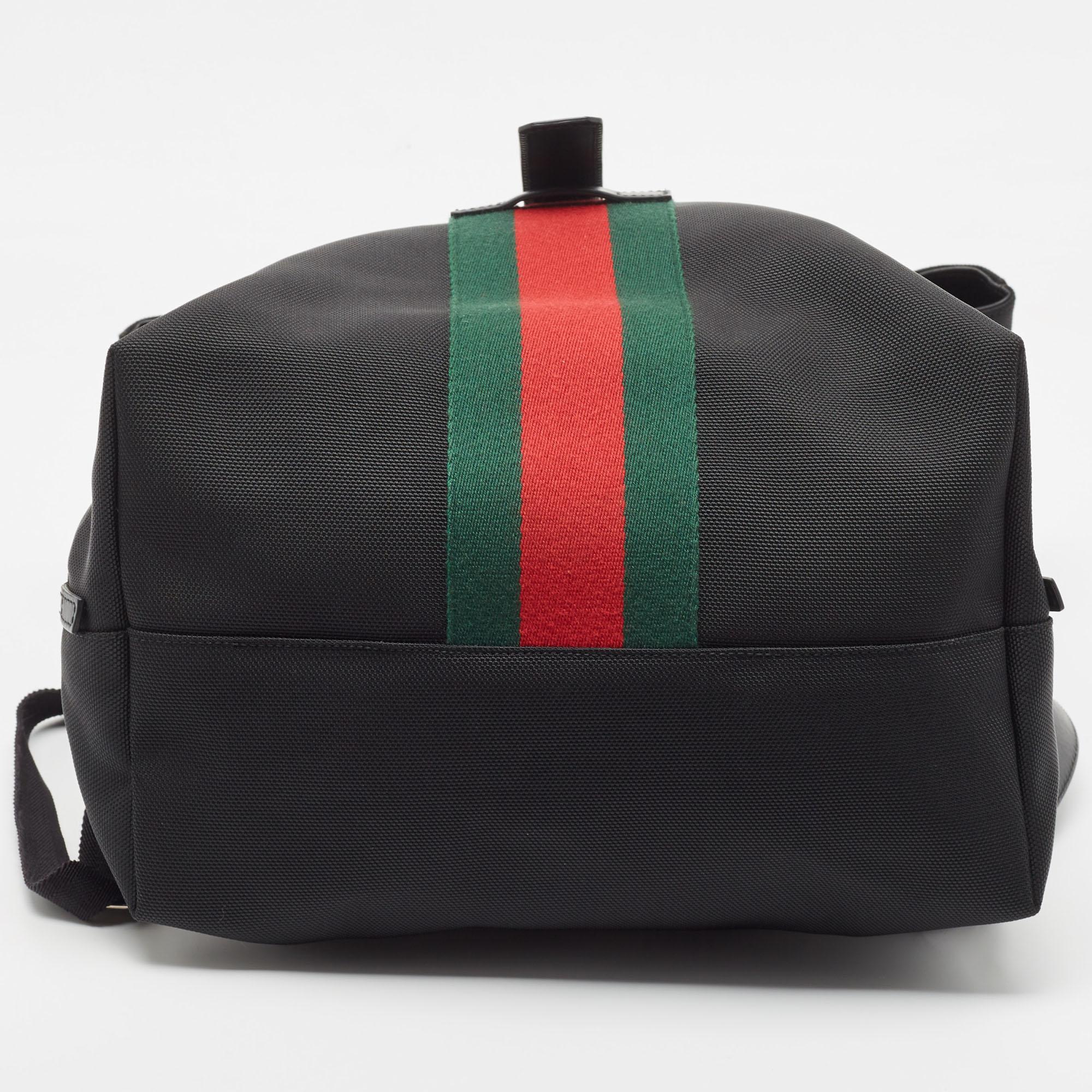 Gucci Black Techno Canvas Web Fold Over Backpack 1