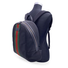Gucci Black Techno Canvas Web Stripe Backpack Shoulder Bag
