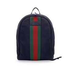 Gucci Black Techno Canvas Web Stripe Backpack Shoulder Bag