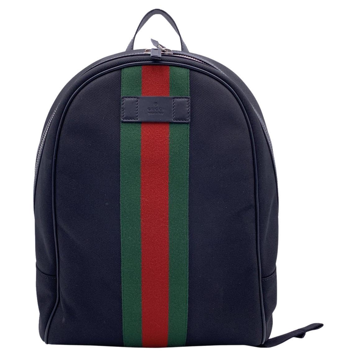 Gucci Black Techno Canvas Web Stripe Backpack Shoulder Bag For Sale