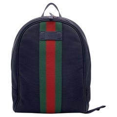Used Gucci Black Techno Canvas Web Stripe Backpack Shoulder Bag