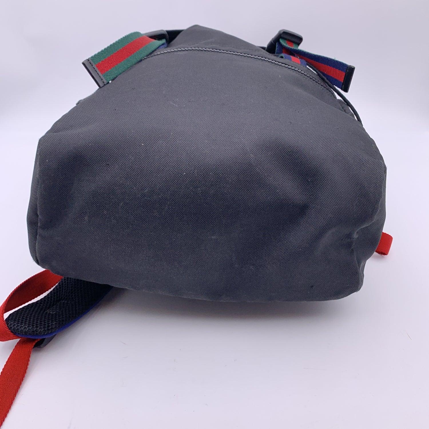 Women's or Men's Gucci Black Techno Canvas Web Stripe Sherry Line Backpack Bag