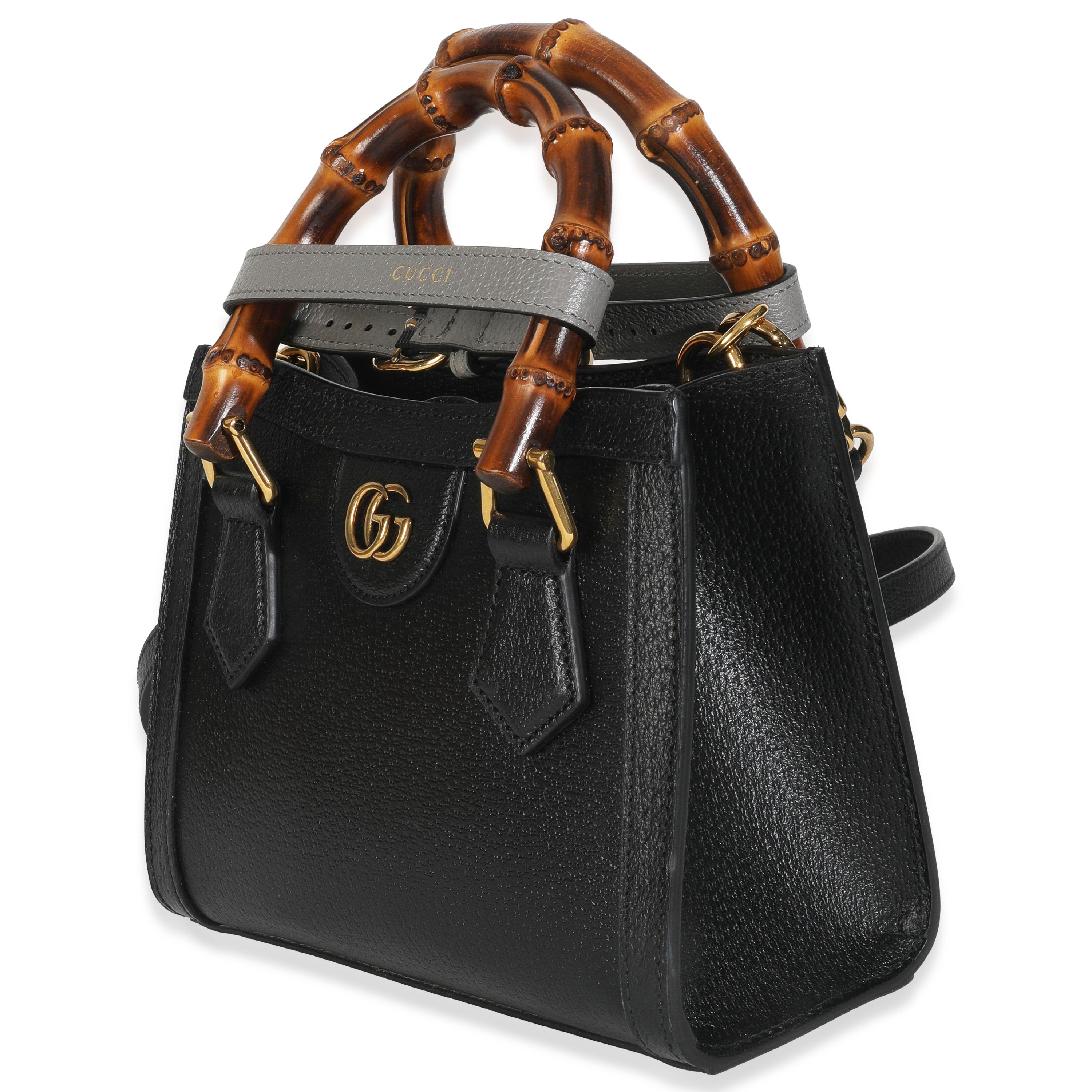 Gucci Schwarzes strukturiertes Kalbsleder Dollar Web Mini Diana Tote Bag im Zustand „Hervorragend“ im Angebot in New York, NY