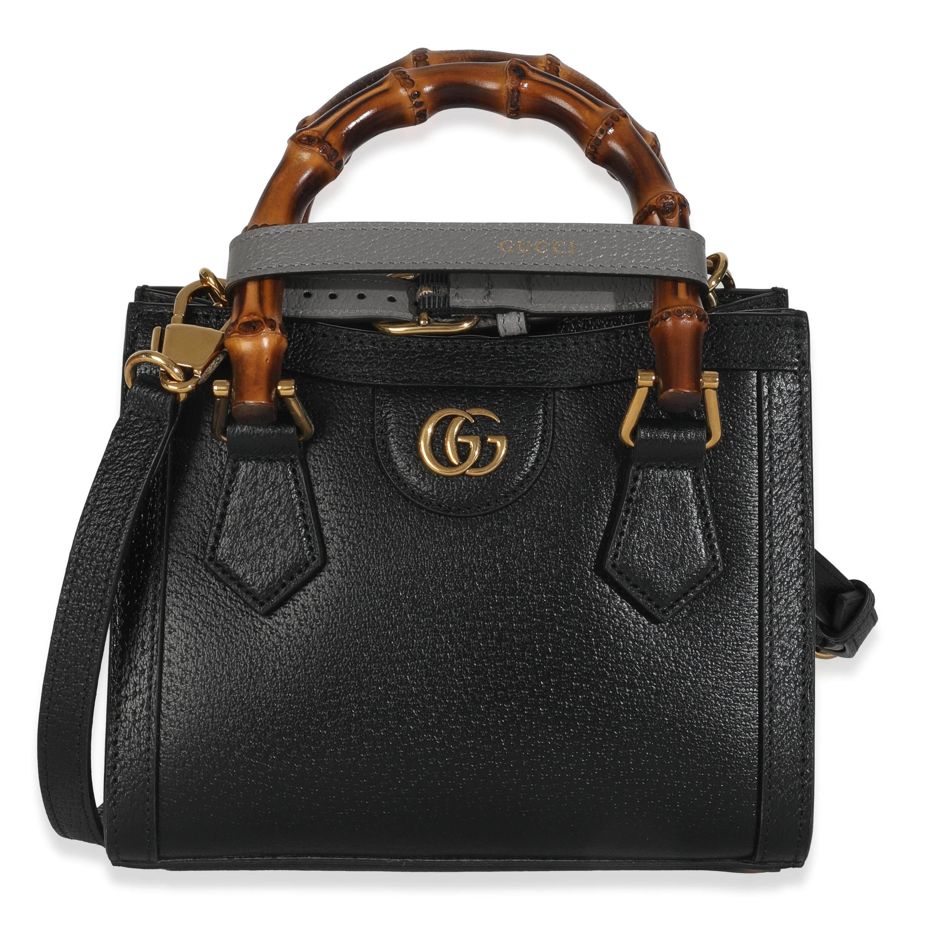 Gucci Schwarzes strukturiertes Kalbsleder Dollar Web Mini Diana Tote Bag für Damen oder Herren im Angebot