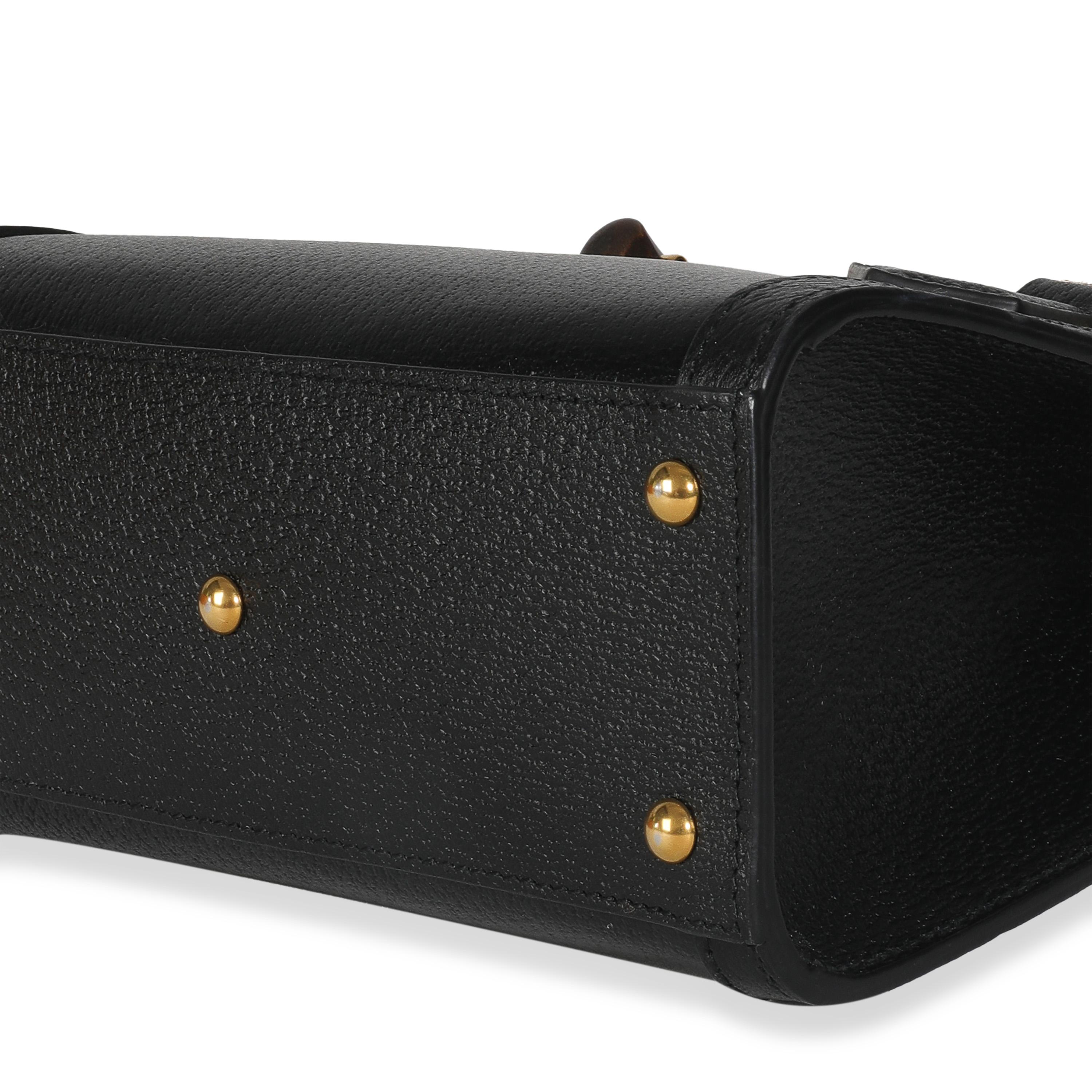 Gucci Schwarzes strukturiertes Kalbsleder Dollar Web Mini Diana Tote Bag im Angebot 1
