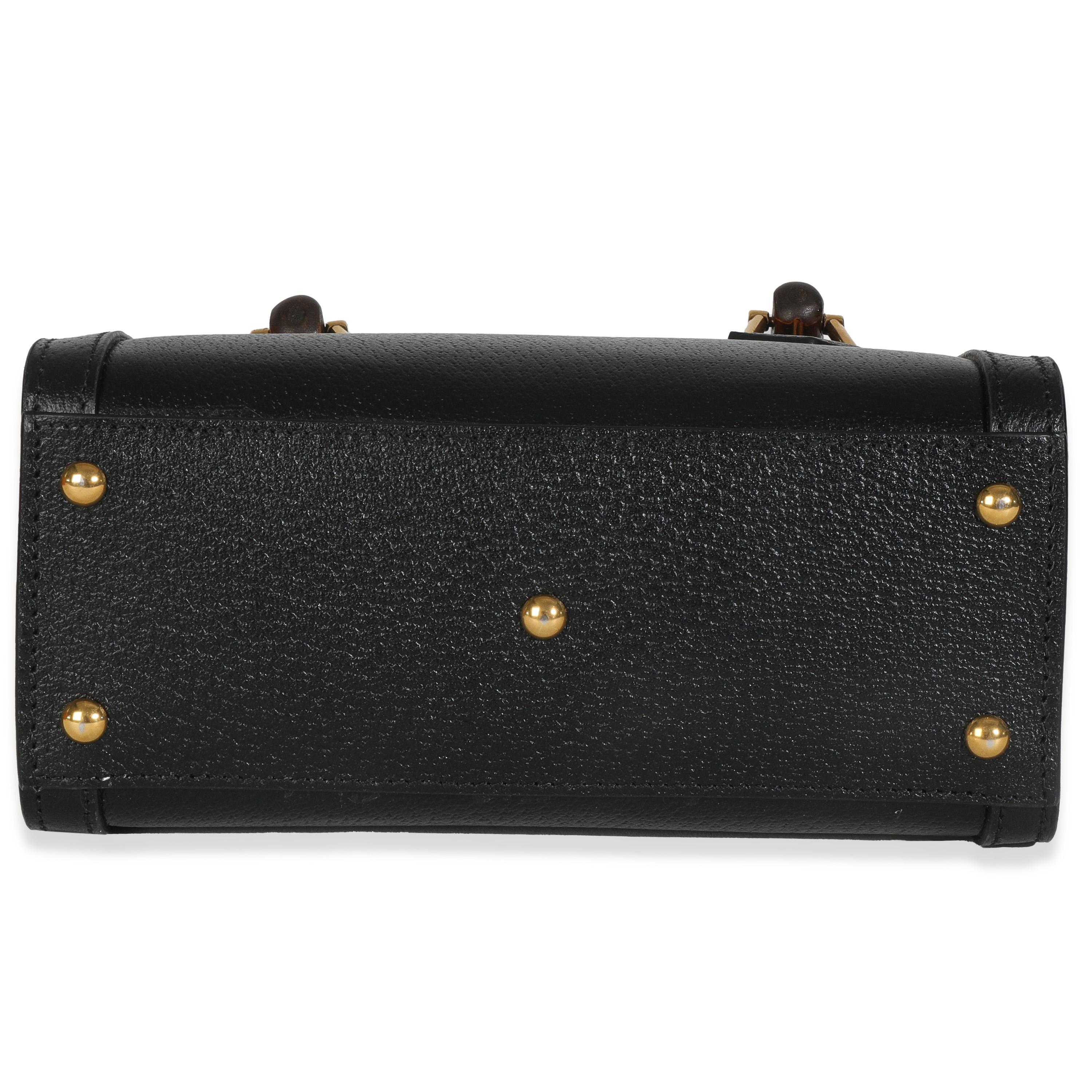 Gucci Schwarzes strukturiertes Kalbsleder Dollar Web Mini Diana Tote Bag im Angebot 3