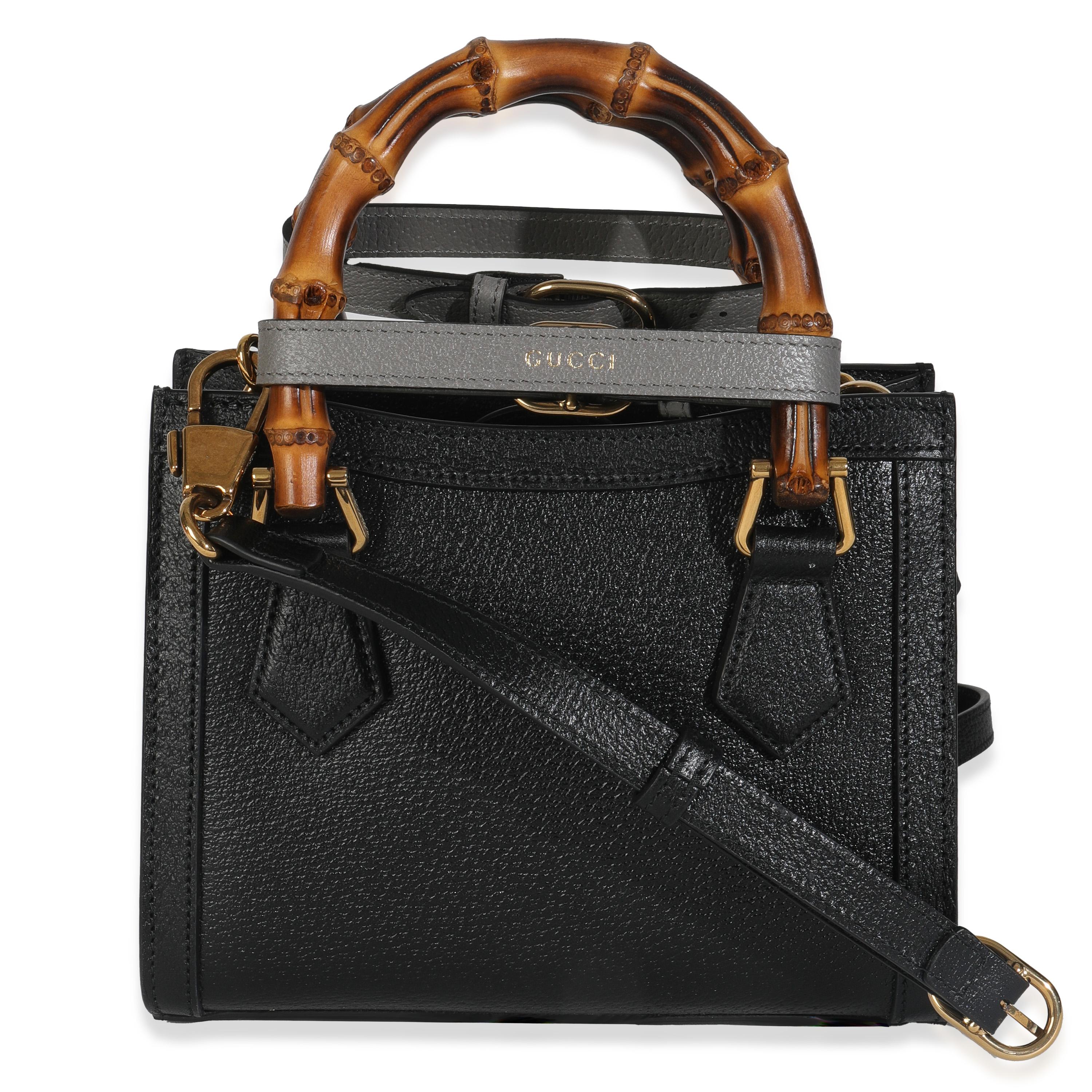 Gucci Schwarzes strukturiertes Kalbsleder Dollar Web Mini Diana Tote Bag im Angebot 4