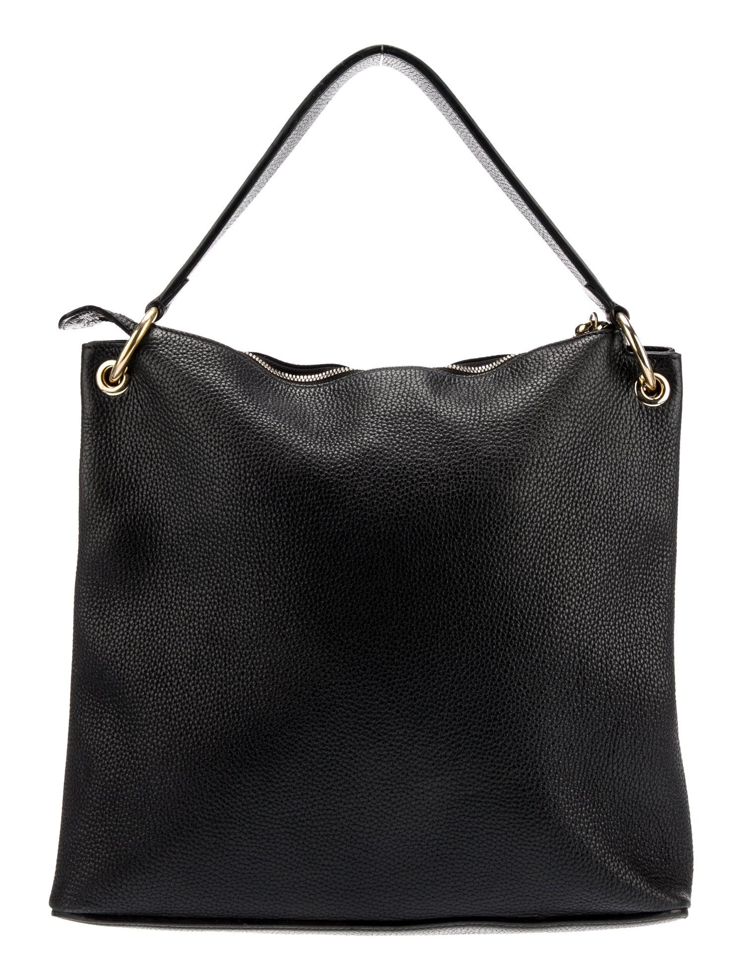Women's Gucci Black Textured Leather Soho Hobo Bag For Sale