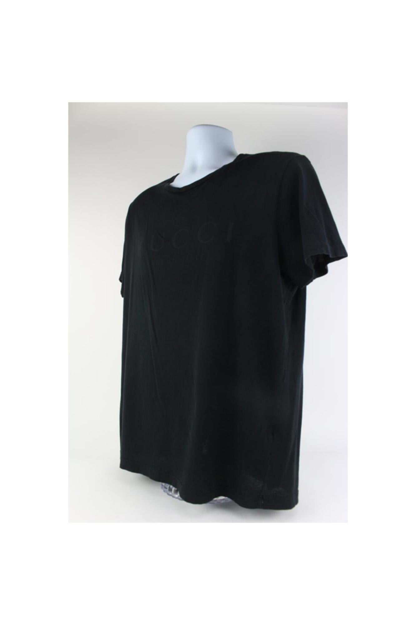 Gucci Black Trademark Logo Classic T-Shirt S125G For Sale 8
