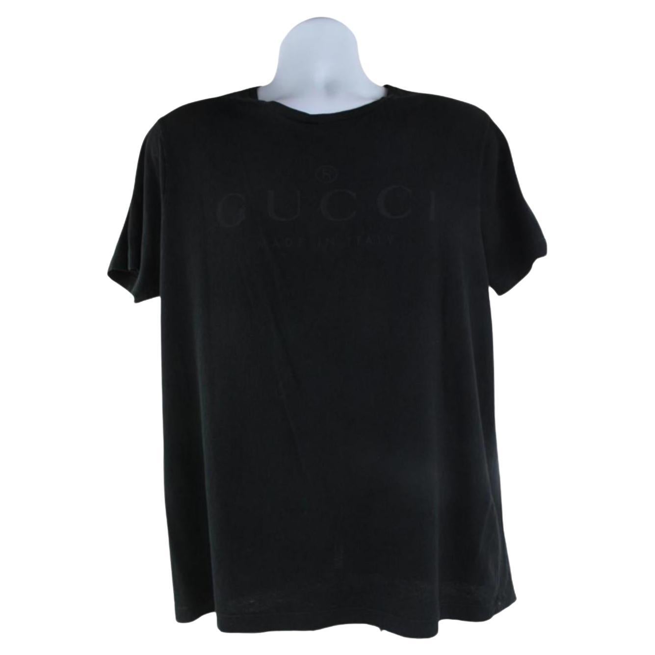 Gucci Black Trademark Logo Classic T-Shirt S125G For Sale