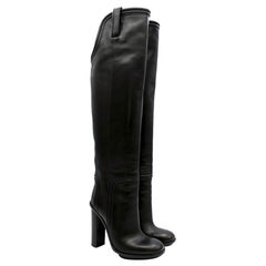Gucci Black Trish Leather Over The Knee Platform Boots 38