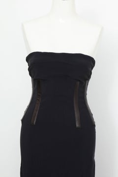 Gucci Black Tube Corset Dress with Leather Inserts