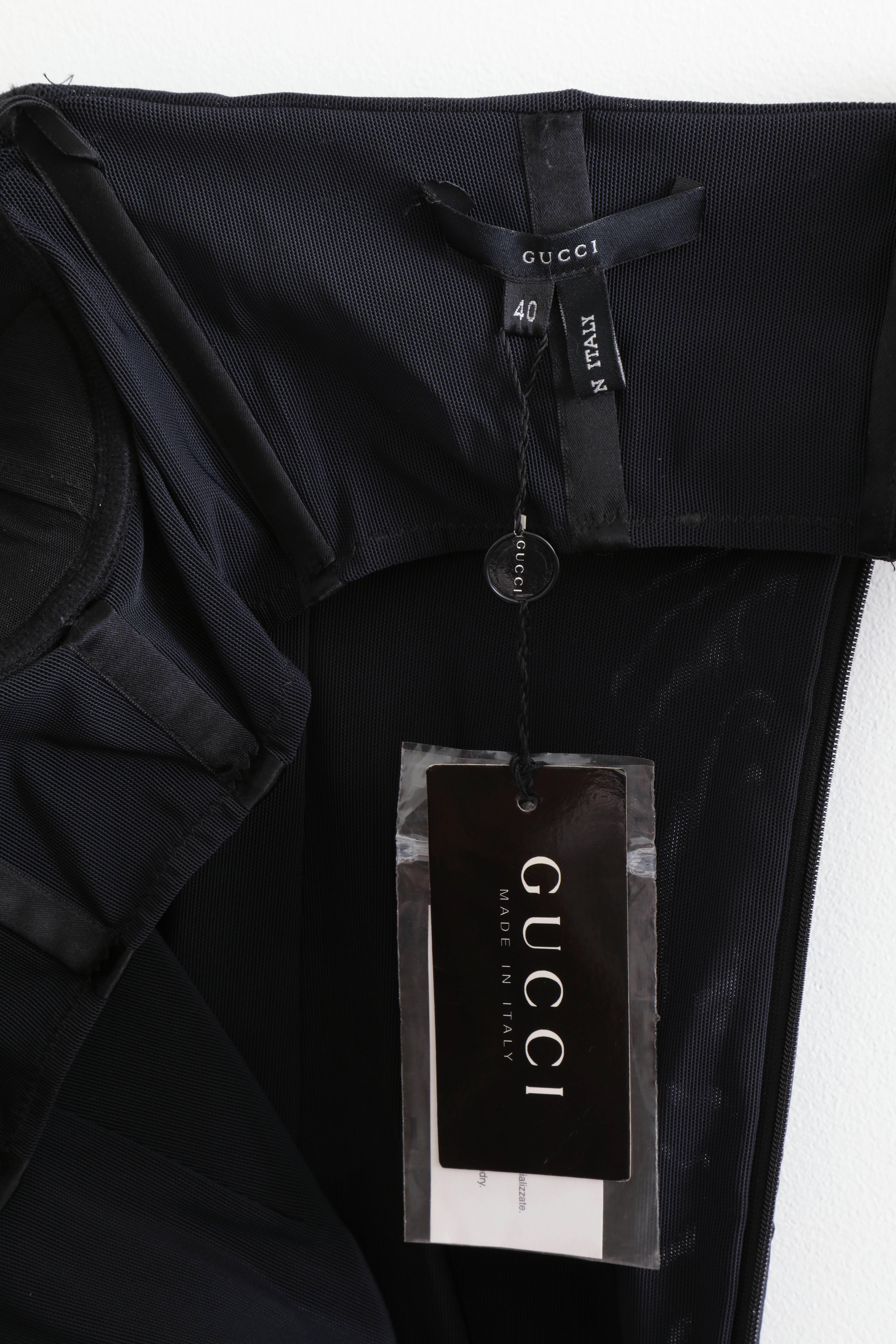 Gucci Black Tube Corset Dress with Leather Inserts For Sale 2