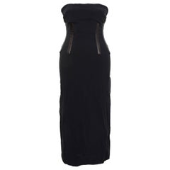 Gucci Black Tube Corset Dress with Leather Inserts
