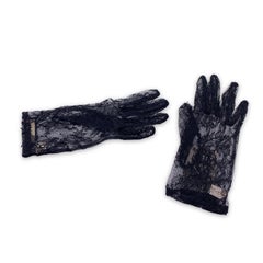 Gucci Black Tulle Viscose Lace Floral Gloves Size 6.5 S