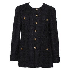 Gucci Black Tweed Button Front Jacket L