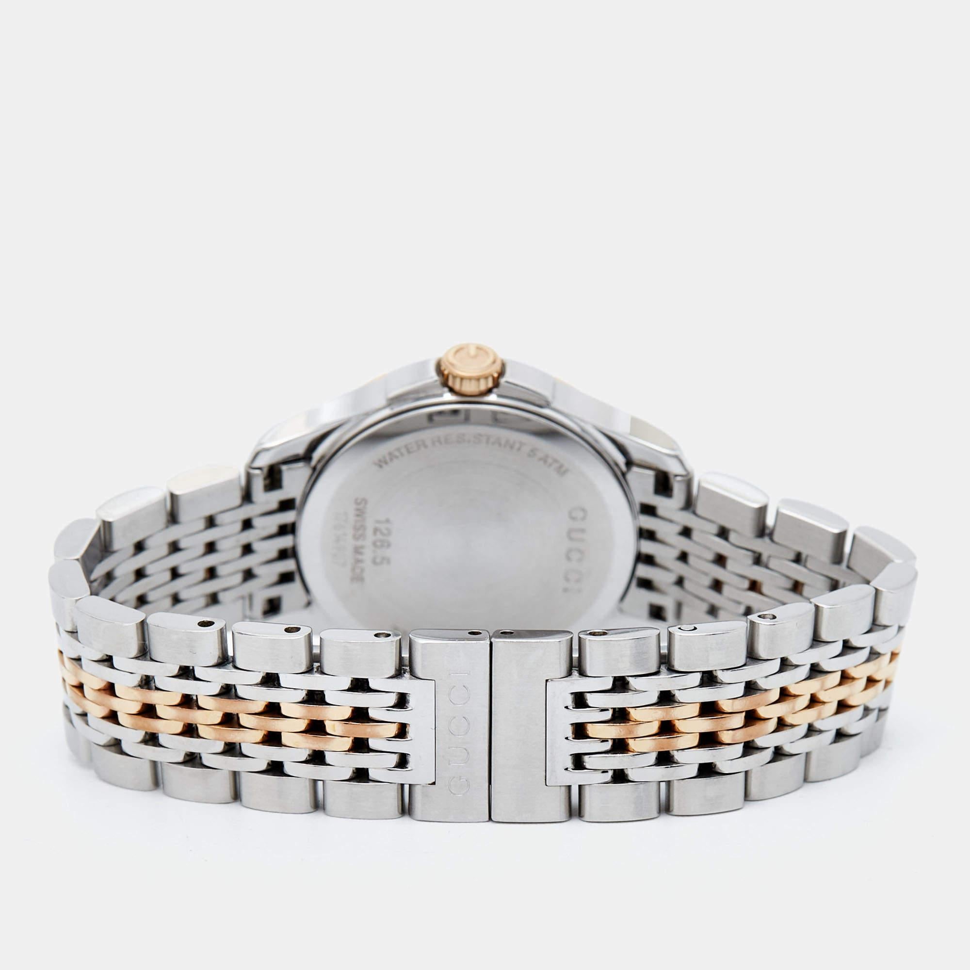 Gucci Montre-bracelet femme G-Timeless en acier inoxydable bicolore noir 27 mm 4