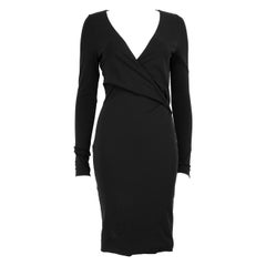 Gucci Black V Neck Long Sleeve Midi Dress Size S