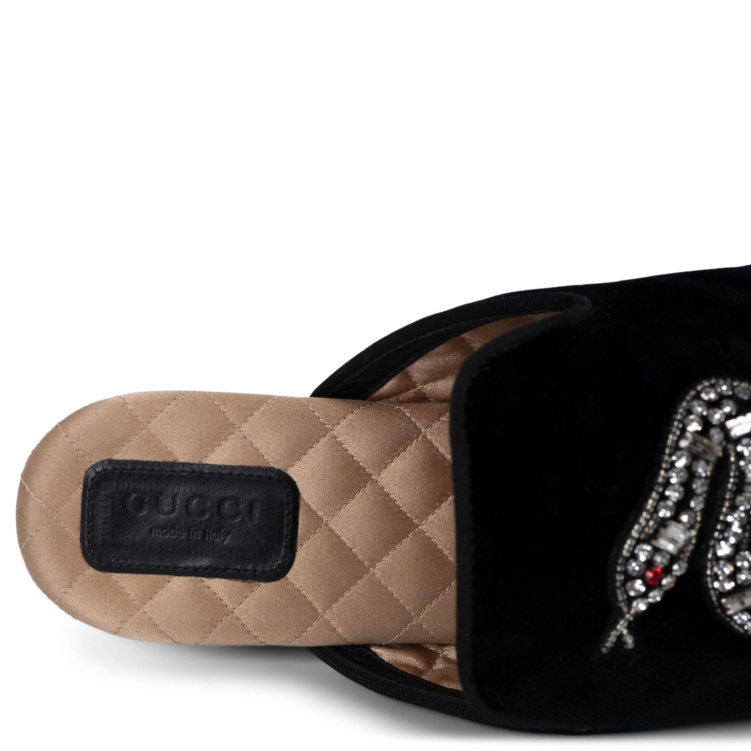 GUCCI terciopelo negro 2017 LAWRENCE CRYSTAL SNAKE Chanclas Zapatillas Zapatos 38 en venta 1
