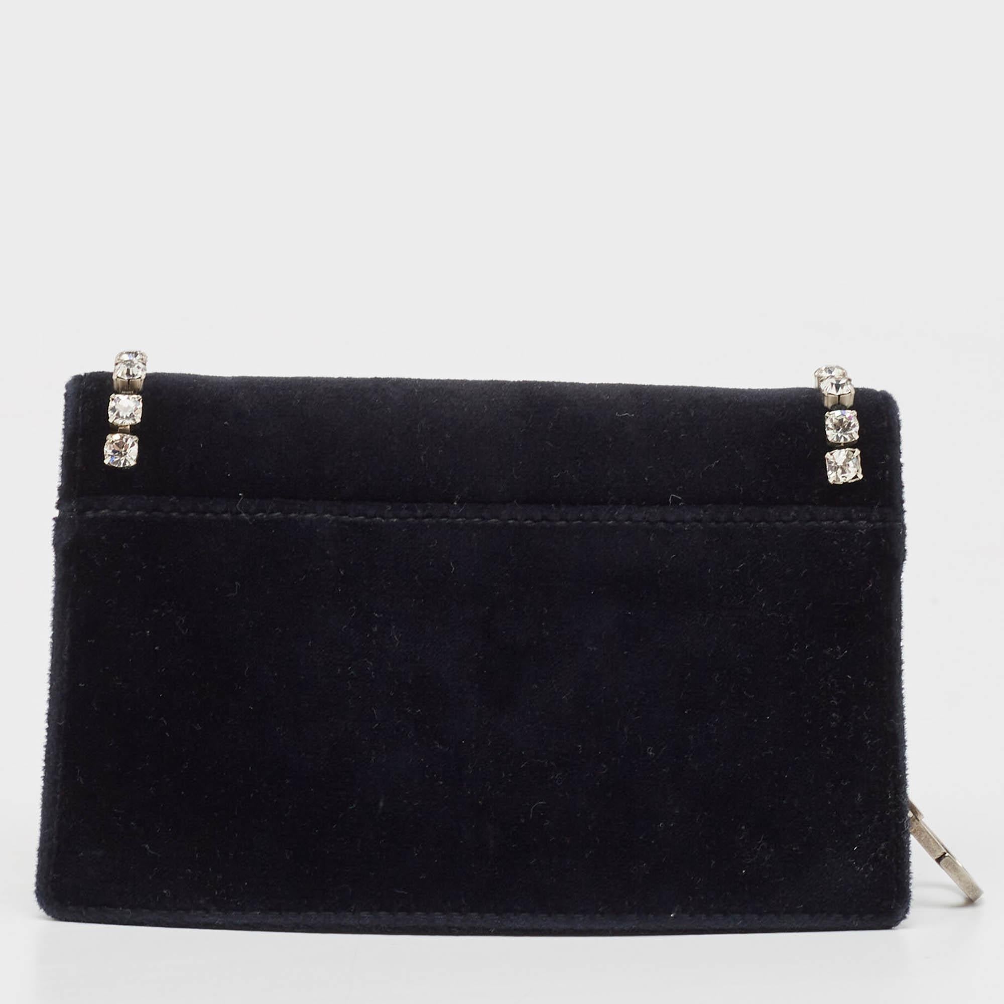 Women's Gucci Black Velvet and Leather Super Mini Dionysus Chain Bag