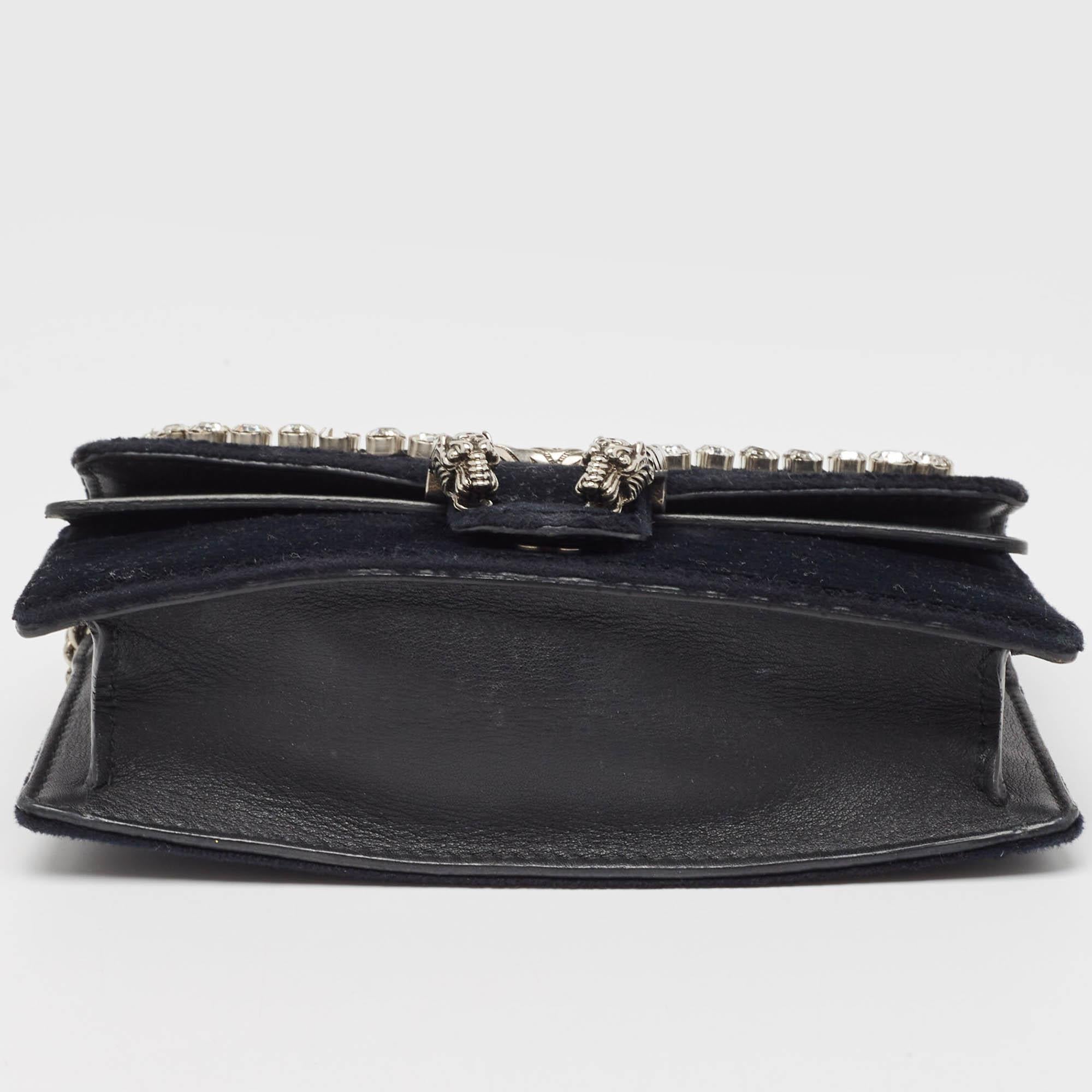 Gucci Black Velvet and Leather Super Mini Dionysus Chain Bag 3