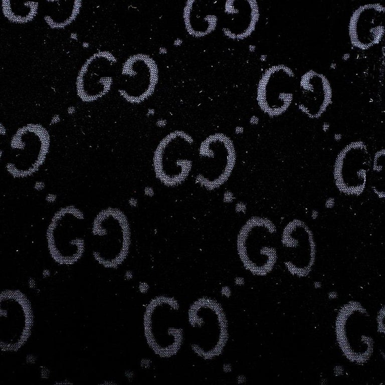 Gucci Black Velvet and Satin Guccissima Pattern Tassel Detail Scarf For  Sale at 1stDibs