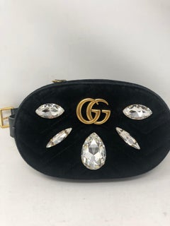 Gucci Black Velvet Crystals Bum Bag