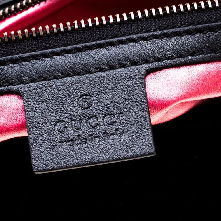 Gucci Black Velvet Embroidered Medium GG Marmont Shoulder Bag For Sale at 1stdibs