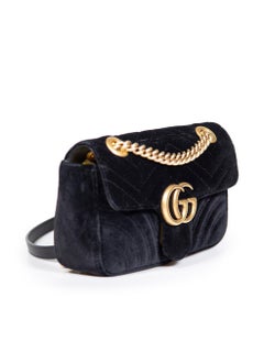 Gucci Schwarzer Samt GG Marmont Crossbody Tasche