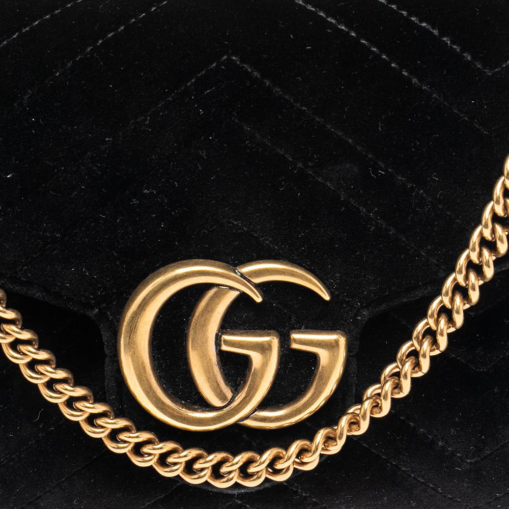 Gucci Black Velvet GG Marmont Matelassé Mini Crossbody Bag 4