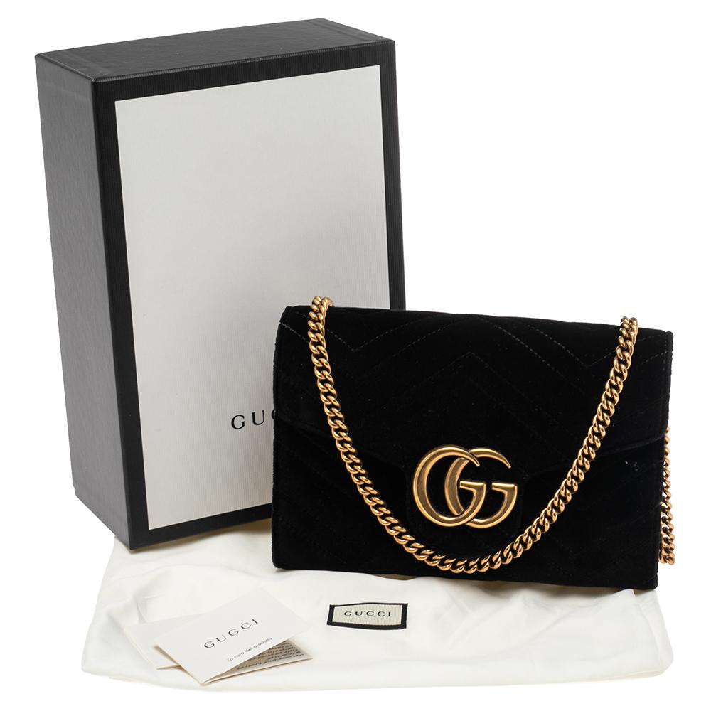 Gucci Black Velvet GG Marmont Matelassé Mini Crossbody Bag 5