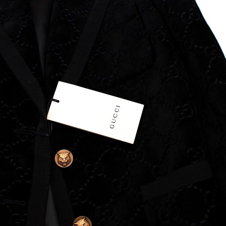 Gucci Black GG Monogram Button Up Jacket
