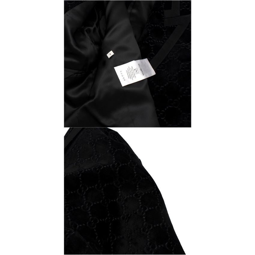 Gucci Black Velvet GG Monogram Blazer For Sale 2