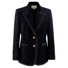 Gucci Black Velvet GG Monogram Blazer